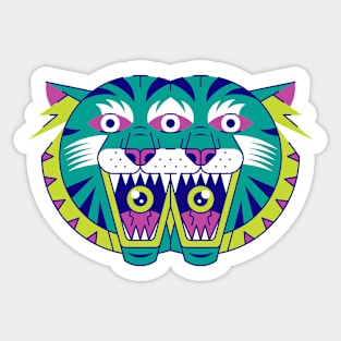 Two Tiger Heads Sticker